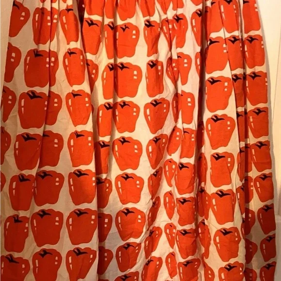 J.crew Sz 6 Jardin red apple pepper artsy mini skirt pleated tiered cottage - Picture 5 of 6